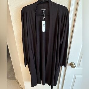 Eileen Fisher Black Long Stretch Knit Jersey Jacket - 1X